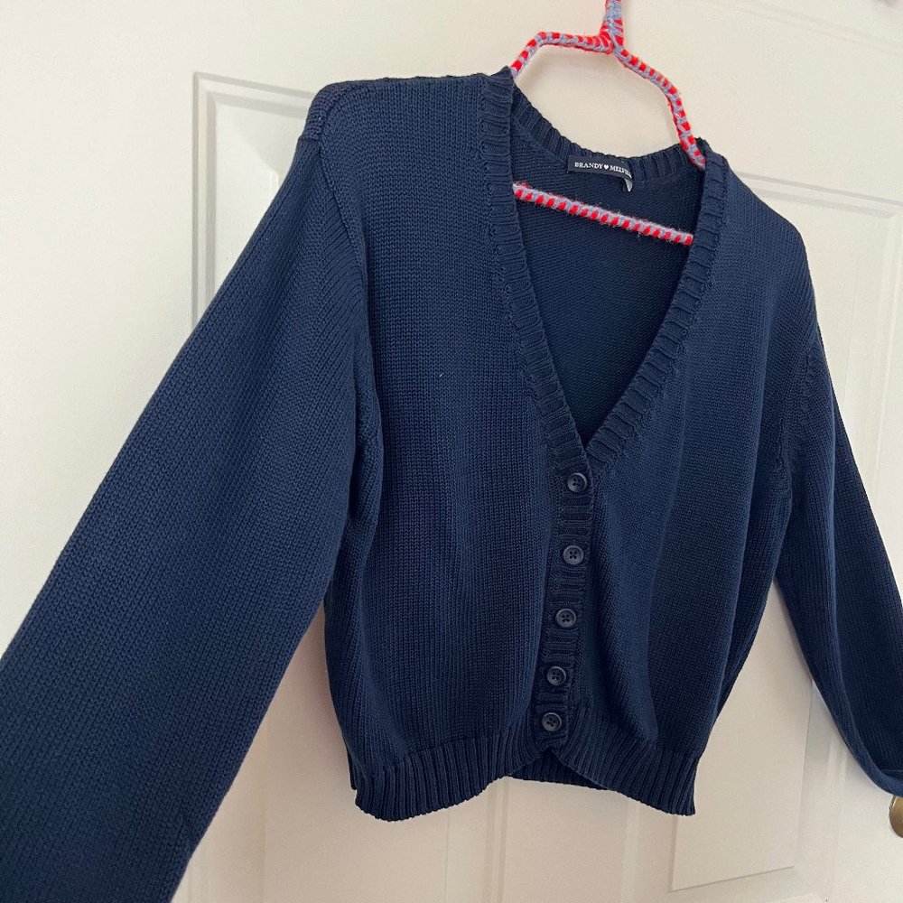 (NWOT) Brandy Melville - Cropped Cardigan Navy Blue US Women's Small
